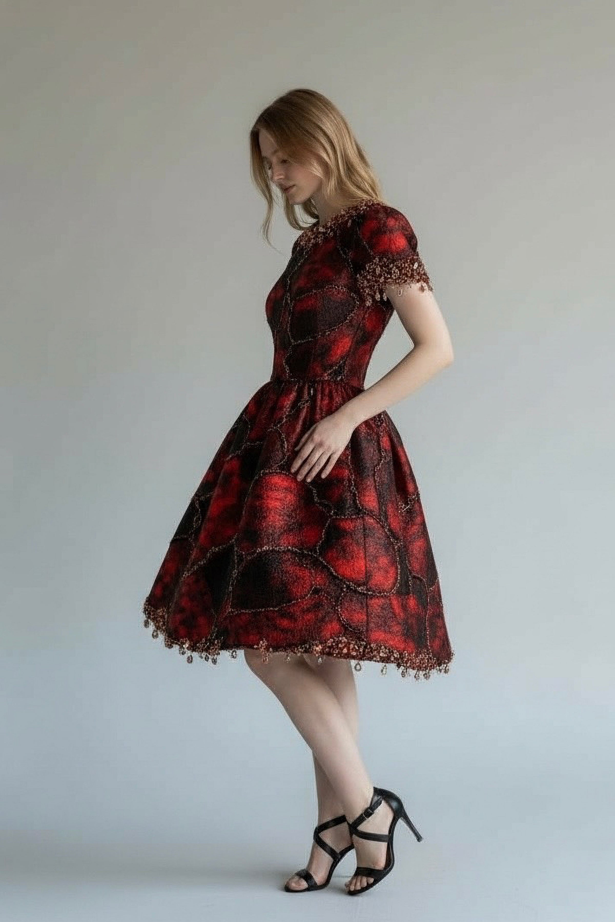 Unique Burn-Out Brocade Dress