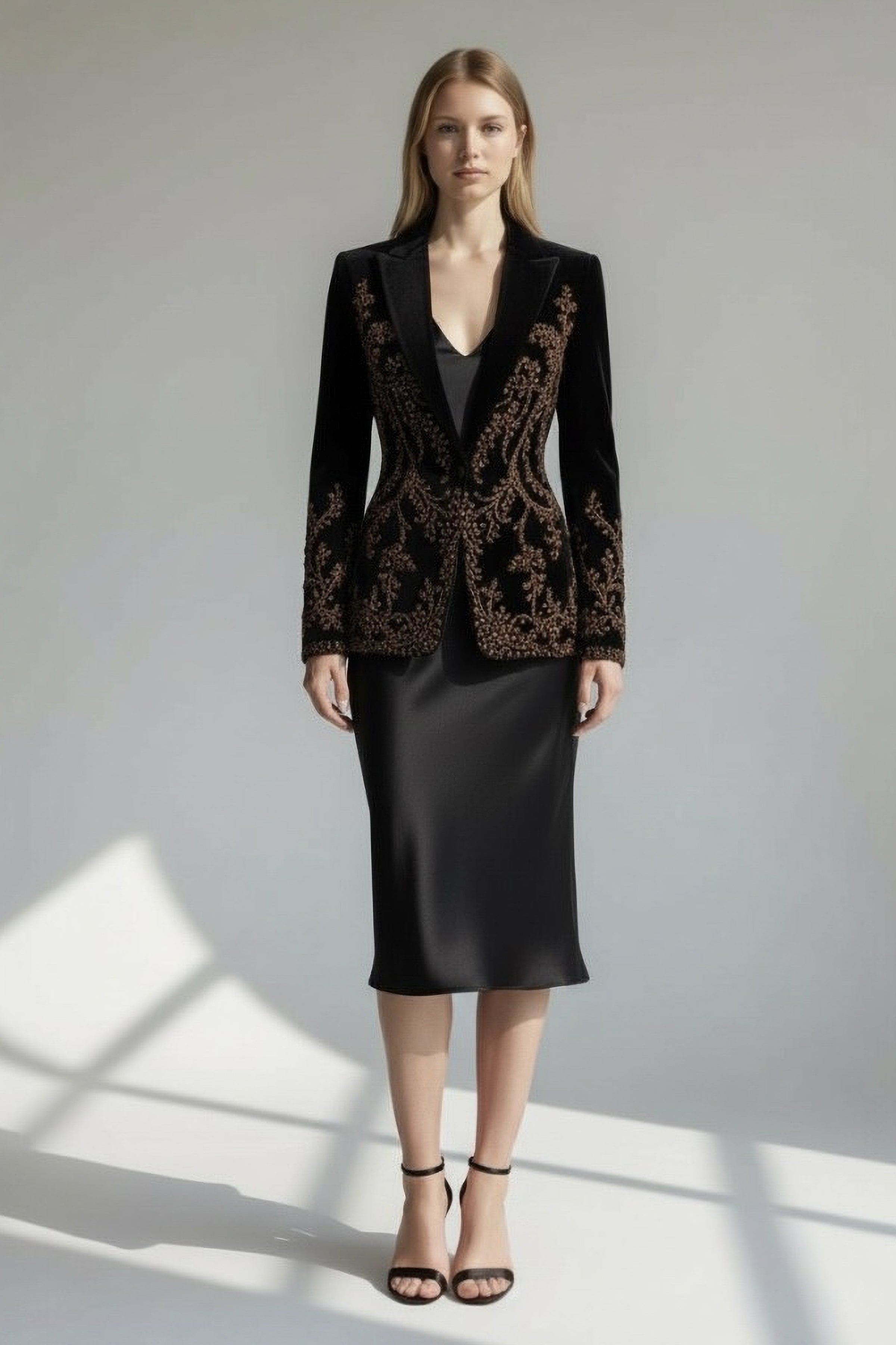 Velvet Luxury Embroidered Dress Jacket