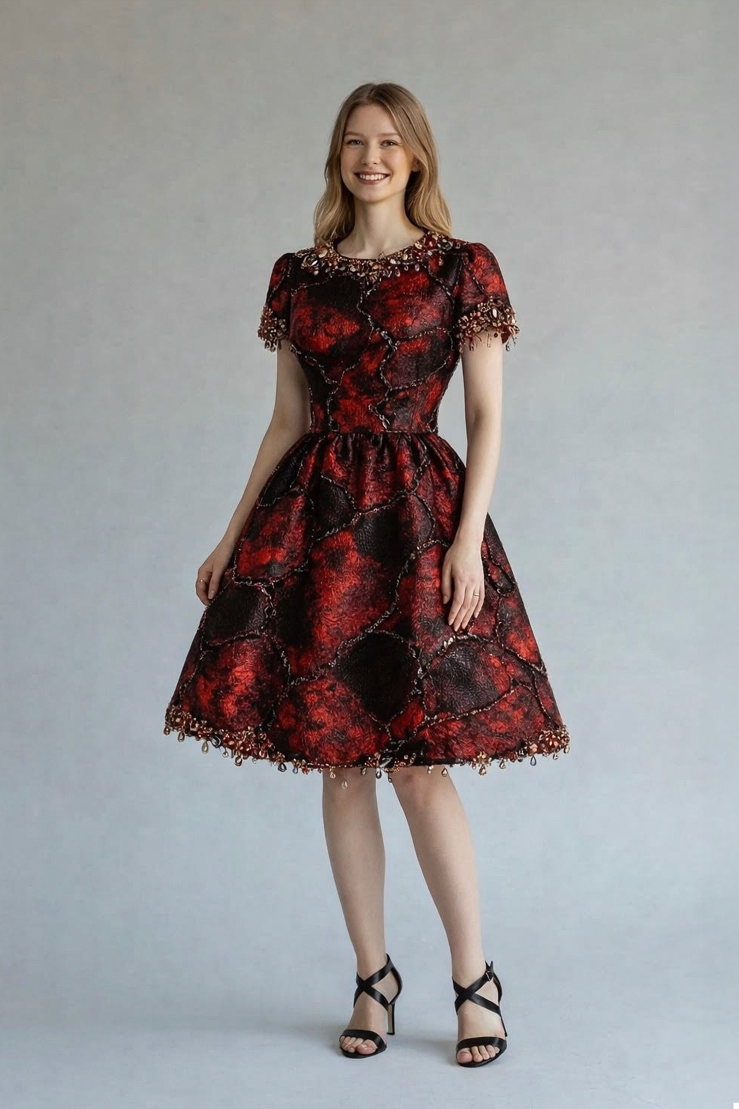 Unique Burn-Out Brocade Dress