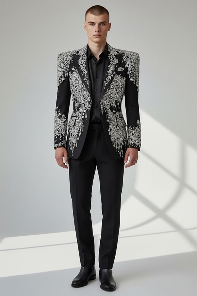 Couture High Fashion Black & Silver Dress Jacket