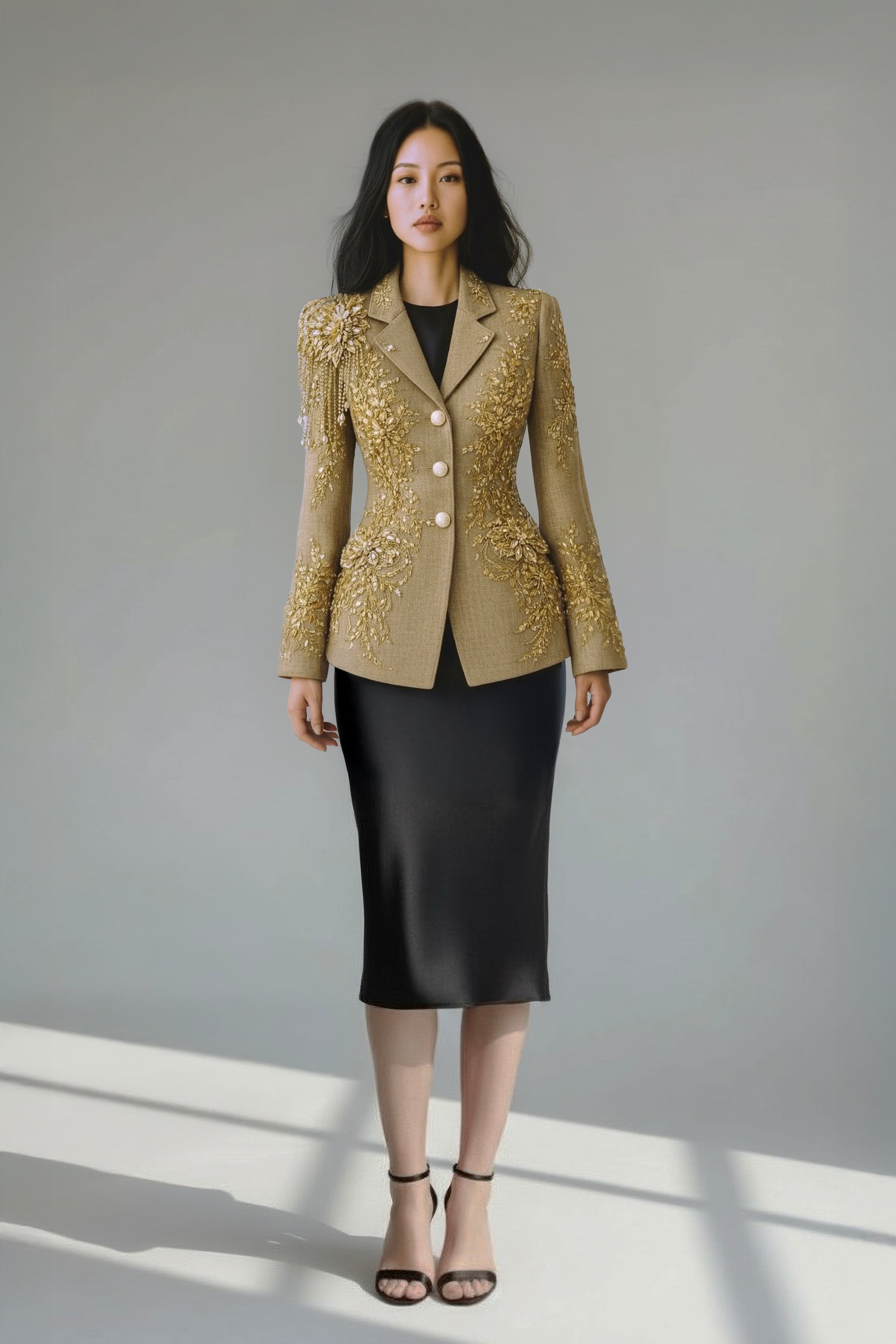 Champagne Stone Embroidery Jacket
