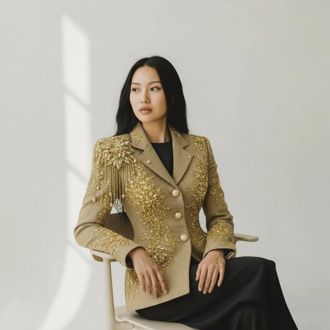 Champagne Stone Embroidery Jacket