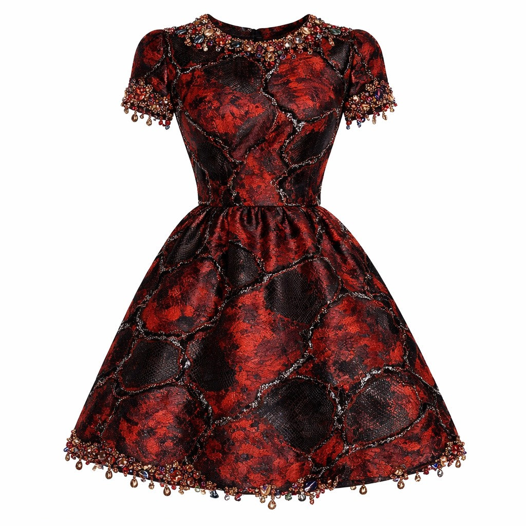 Unique Burn-Out Brocade Dress