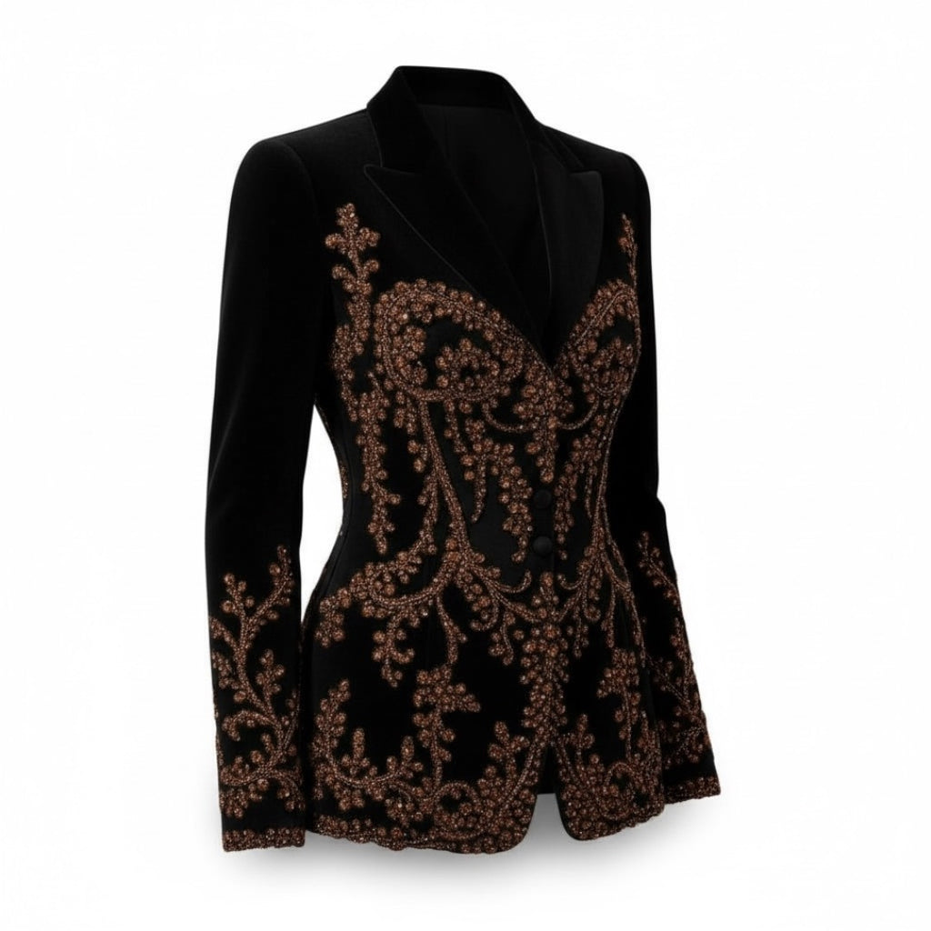 Velvet Luxury Embroidered Dress Jacket