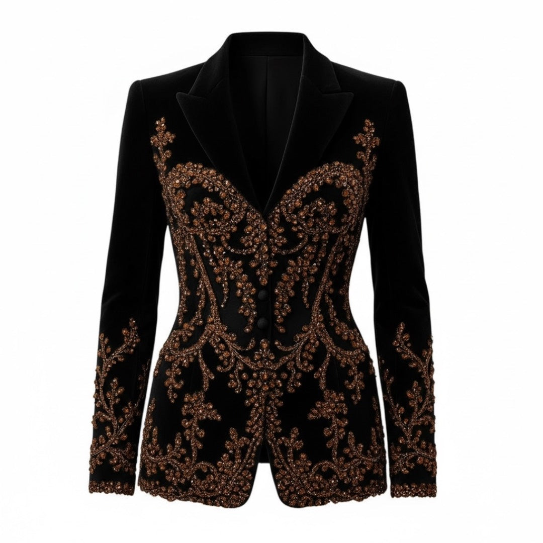 Velvet Luxury Embroidered Dress Jacket