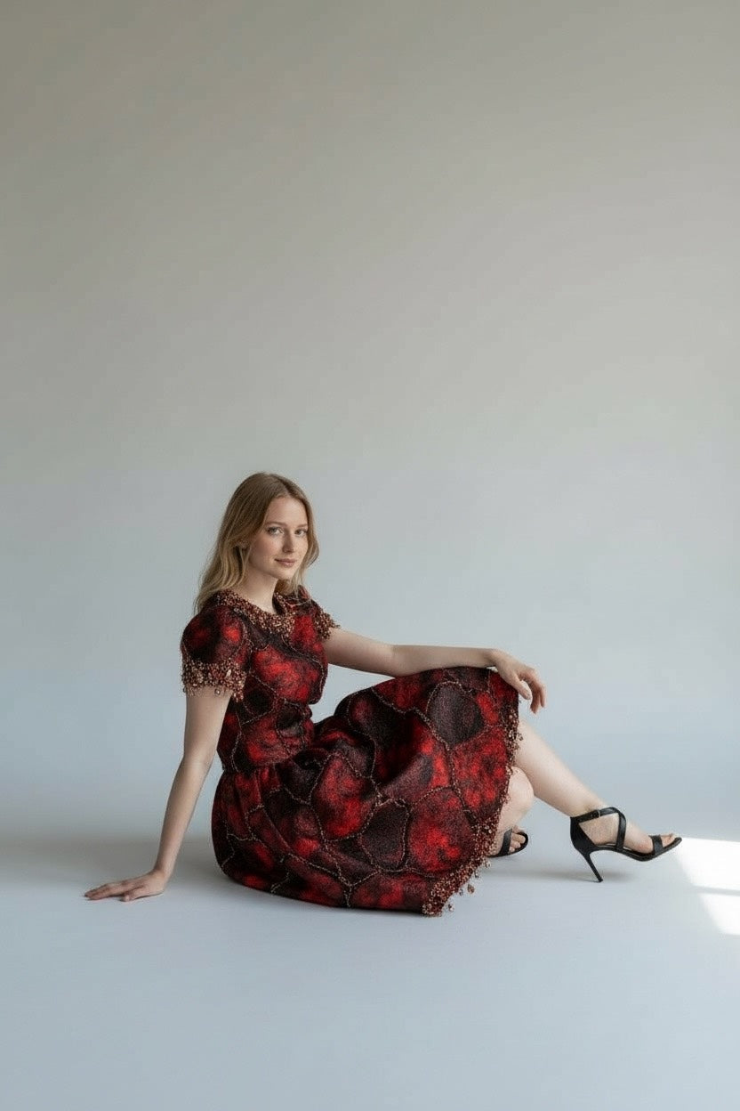 Unique Burn-Out Brocade Dress