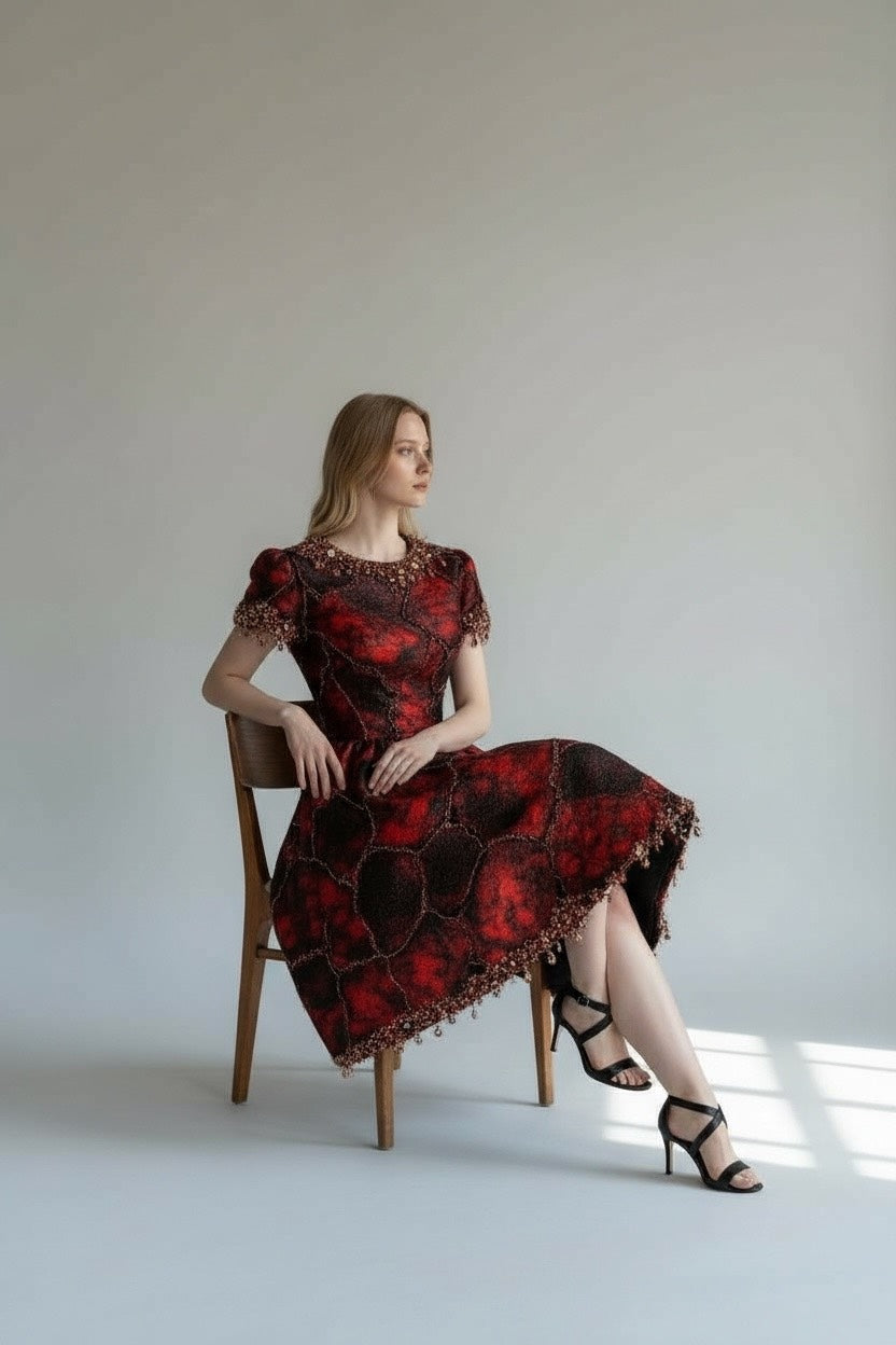 Unique Burn-Out Brocade Dress