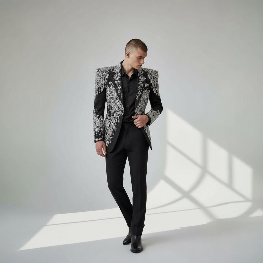 Couture High Fashion Black & Silver Dress Jacket