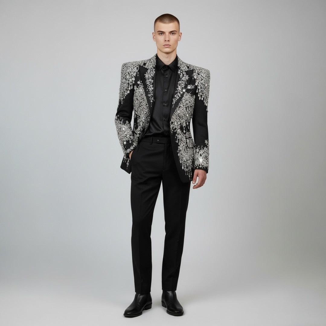 Couture High Fashion Black & Silver Dress Jacket