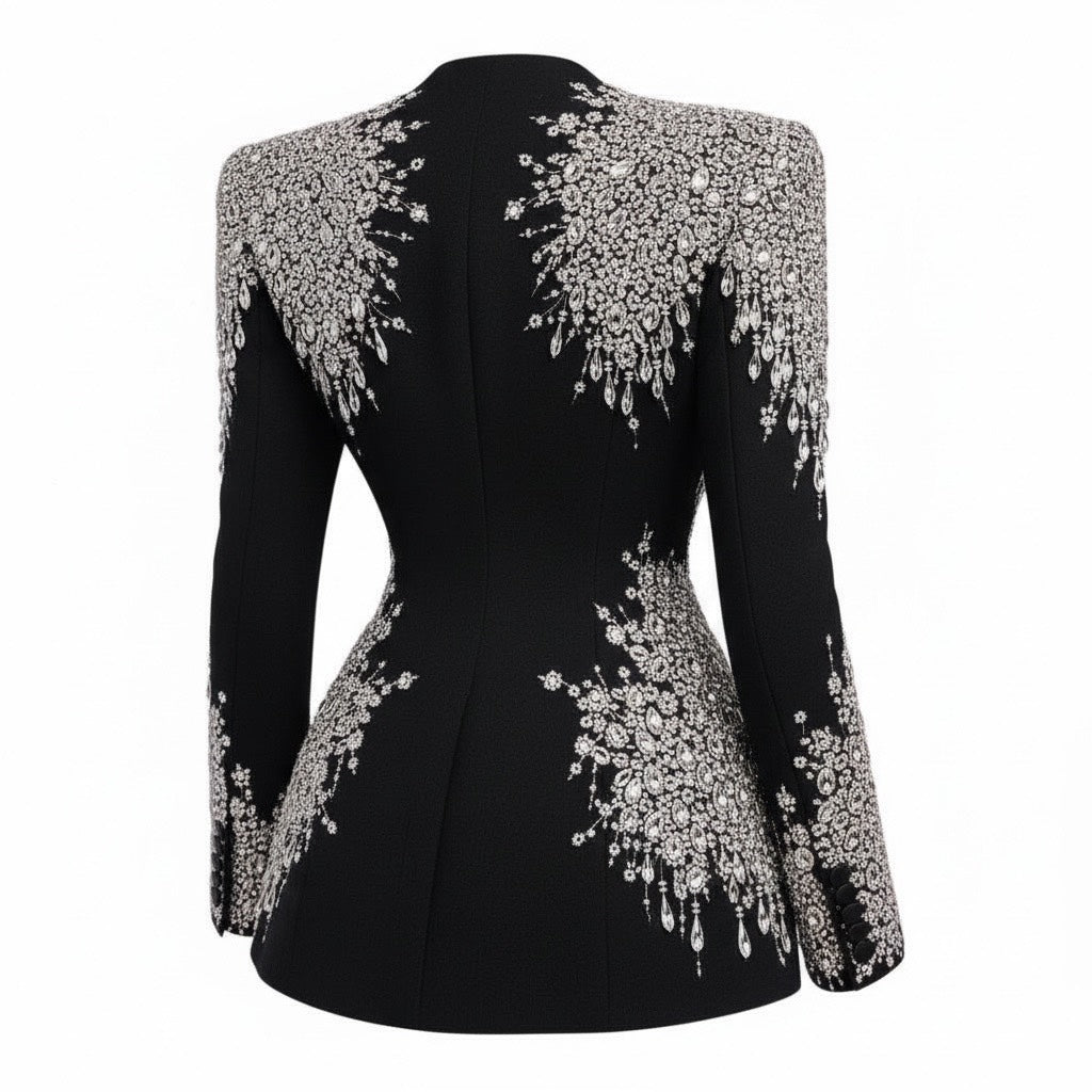 Couture High Fashion Black & Silver Dress